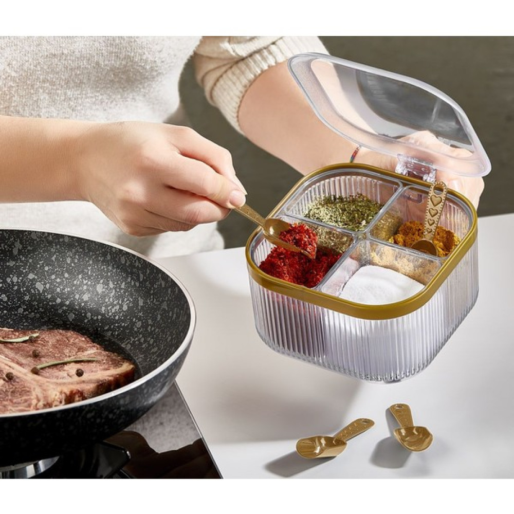 Bersa Chef 4 Bölmeli Baharatlık Seti Kendinden Kaşıklı Baharat Takımı Açılır Kapanır Kapaklı Baharat Setleri & Baharatlıklar Fiyatı