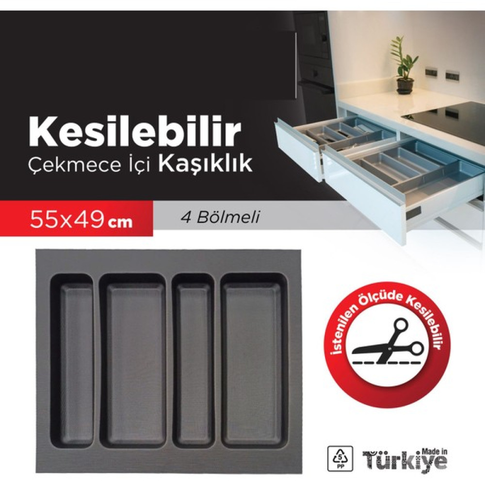 Bersachef 4 Bölmeli Çekmece Içi Düzenleyici Kaşıklık Kesilebilir Kepcelik 55X49 Organizer Mutfak Pratik Mutfak Gereçleri Fiyatı