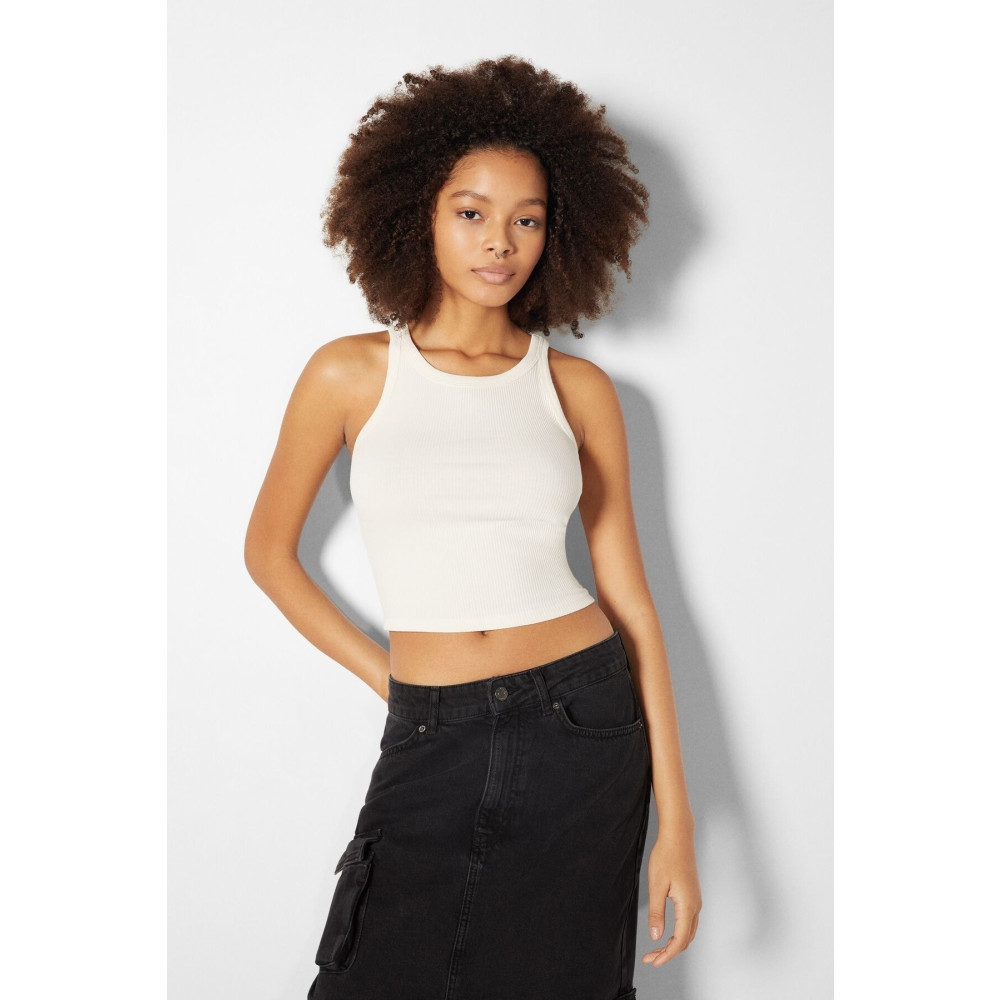 Bershka Fitilli Kolsuz T-shirt XS Beden Bayan T-shirt Fiyatı