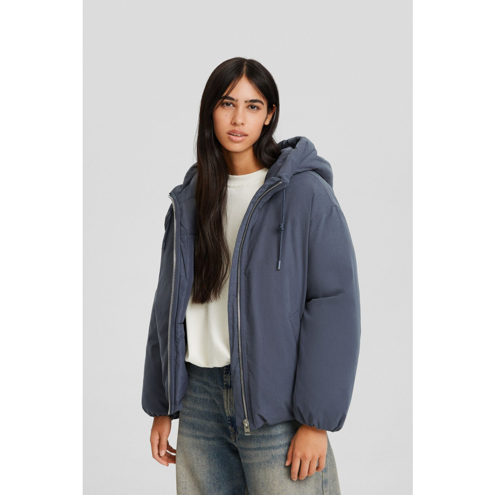 Bershka Kapüşonlu şişme mont XS Beden Bayan Mont Fiyatı