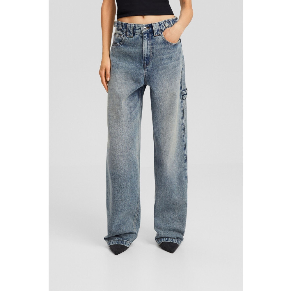 Bershka Wide leg balloon fit carpenter jean 42 Beden Bayan Jeans / Kot Pantolon Fiyatı