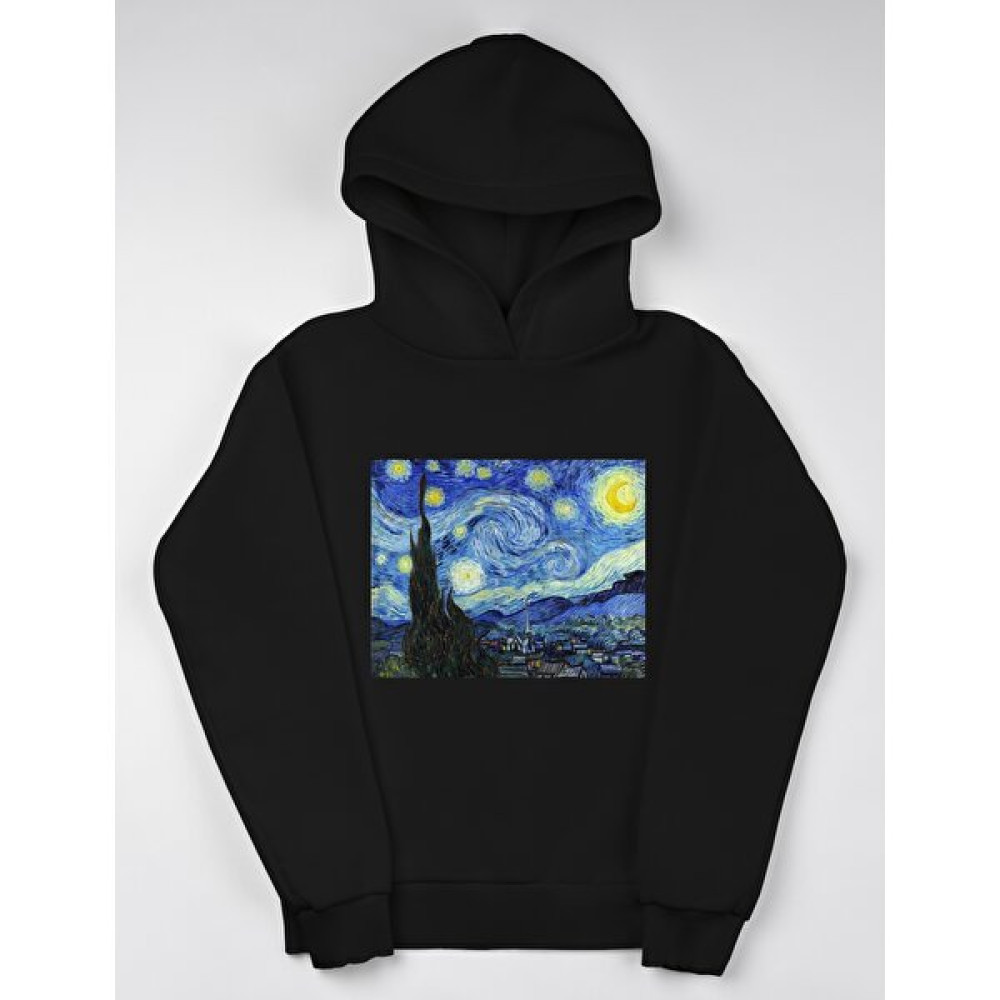 Berson Yıldızlı Gece Baskılı Kapşonlu Oversize Hoodie Swetshirt Unisex Erkek Sweatshirt Fiyatı