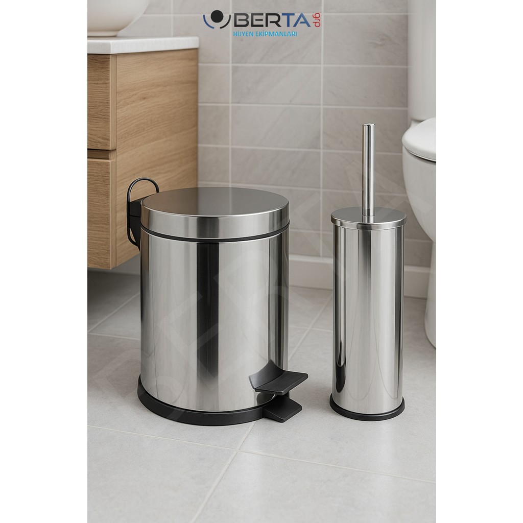 Berta Hijyen 2'li Banyo Seti Çöp Kovası Tuvalet Fırçası Metal Paslanmaz Çelik - Krom SSD / Solid State Drive Fiyatı