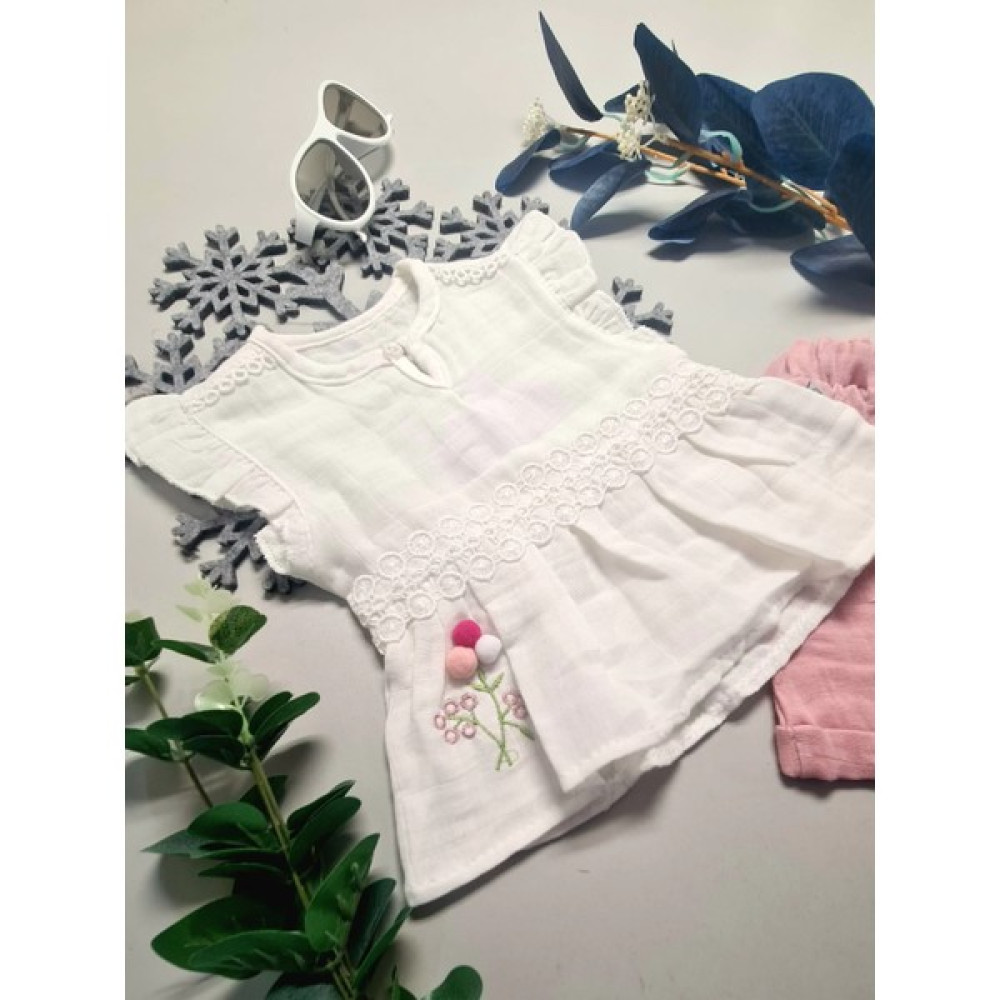 Beruflic Kız Bebek Yazlık Müslin Kumaş Alt Üst Takım Yazlık Hediyelik Bebek Giysi Takım Fiyatı