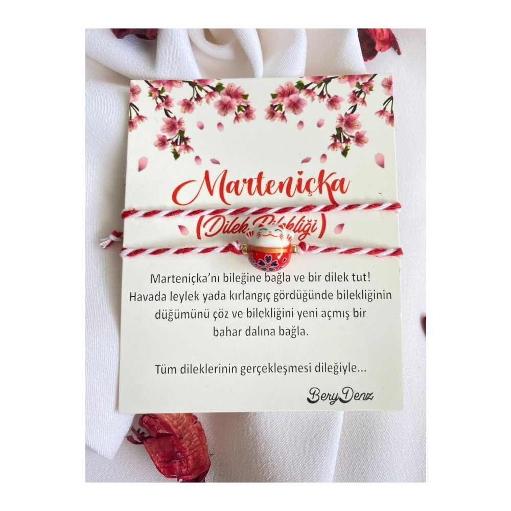 BeryDenz Maneki Neko (ŞANS KEDİSİ) Seramik Boncuklu Bileklik Lucky Cat Ve Marteniçka Bijuteri Bilezik Fiyatı