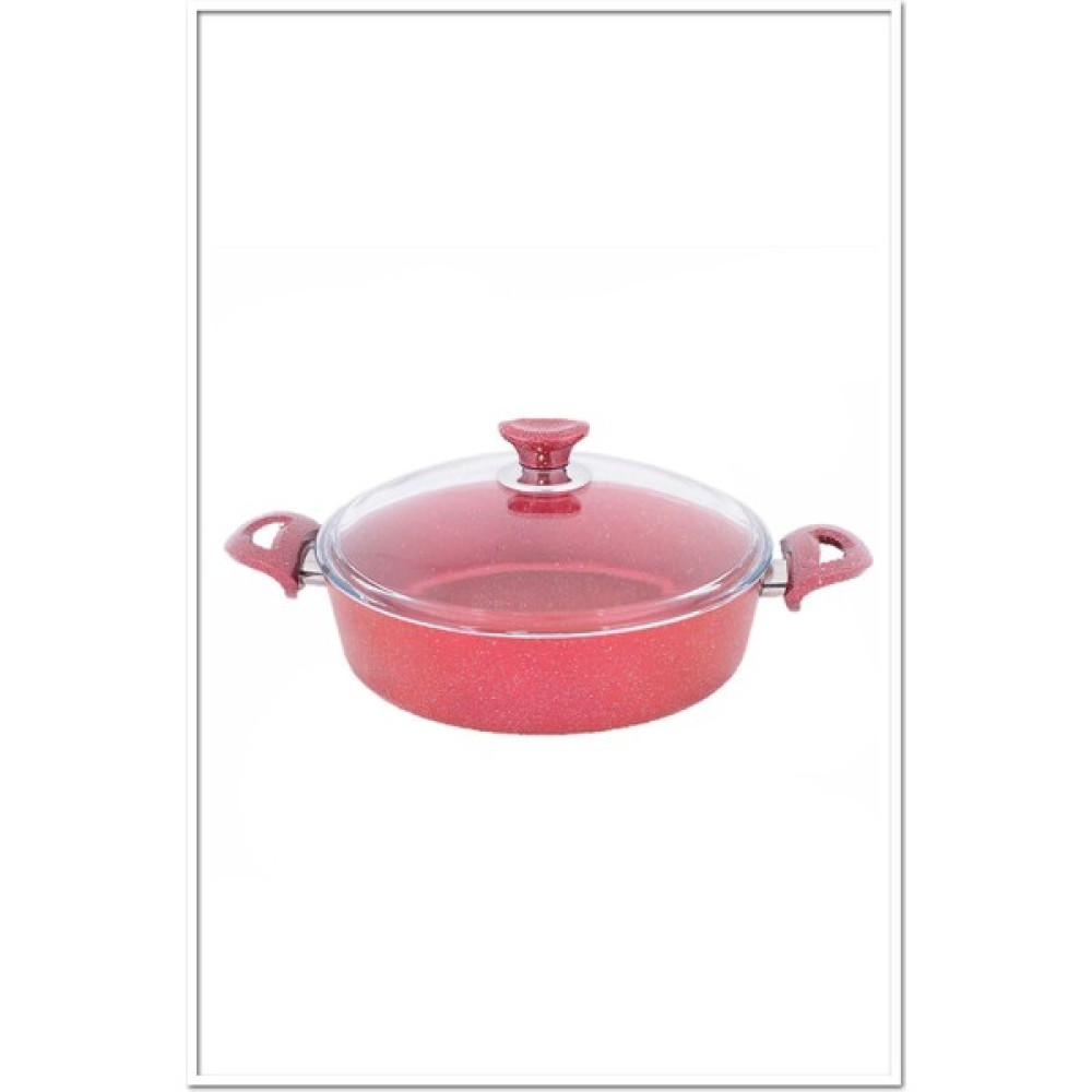 Besa Granit Basık Pilav Tenceresi 28CM Yanmaz Yapışmaz - Kırmızı - 28 cm Tencere / Tava Setleri Fiyatı