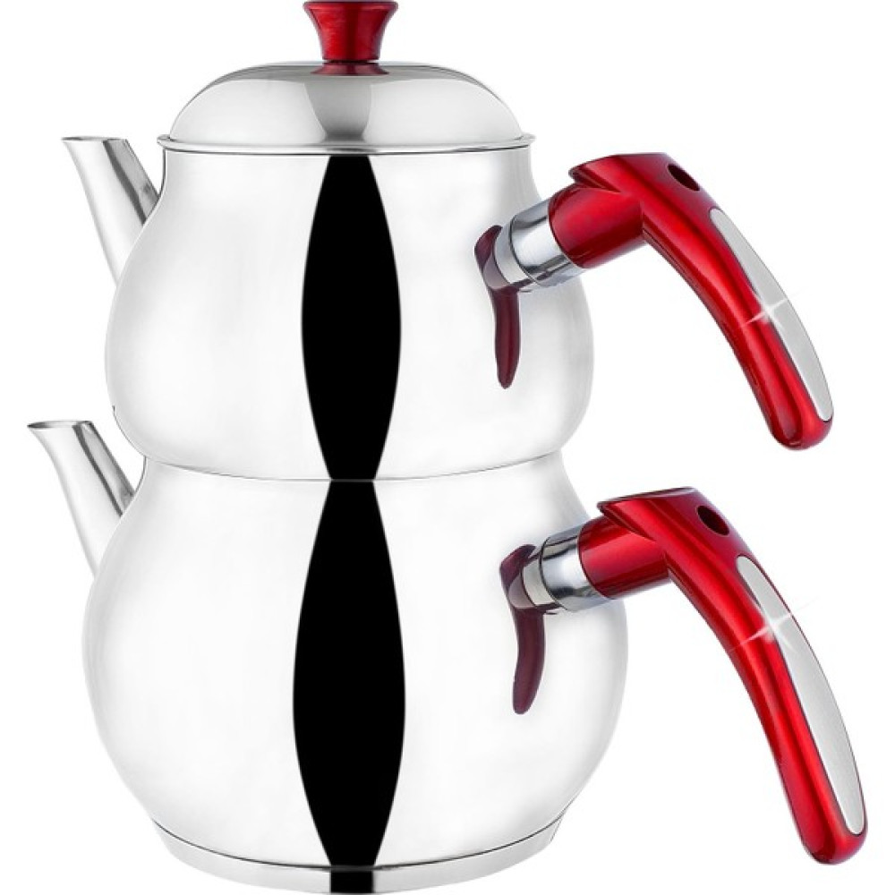 Besa Kırmızı Kulp Mini Boy Süzgeçli Demlik Çift Kapak 2,15 lt Çay / Çaydanlık Setleri Fiyatı
