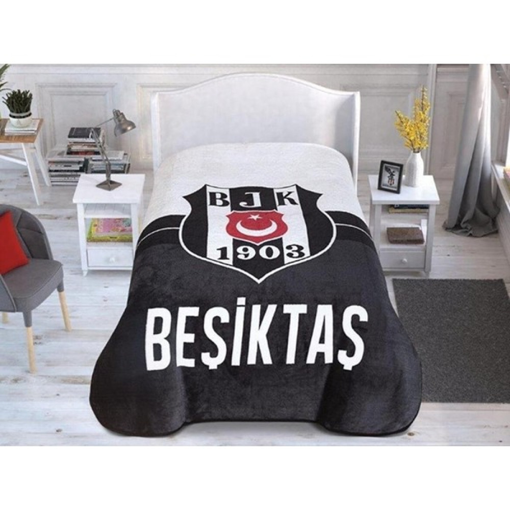 Beşiktaş Lisanslı Taraftar Tek Battaniye - Siyah - Beyaz - 160 x 220 cm Battaniye Fiyatı