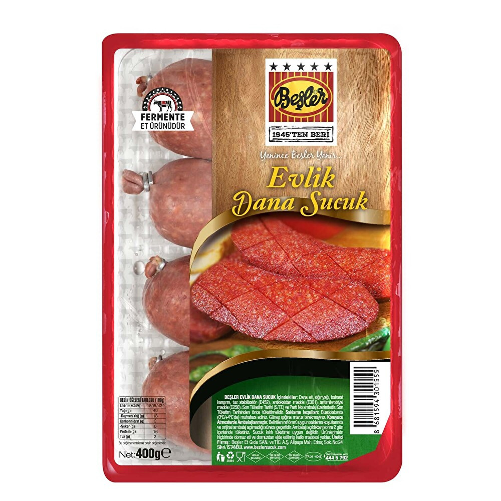 Beşler Dana Evlik Sucuk 400 Gr Şarküteri Fiyatı