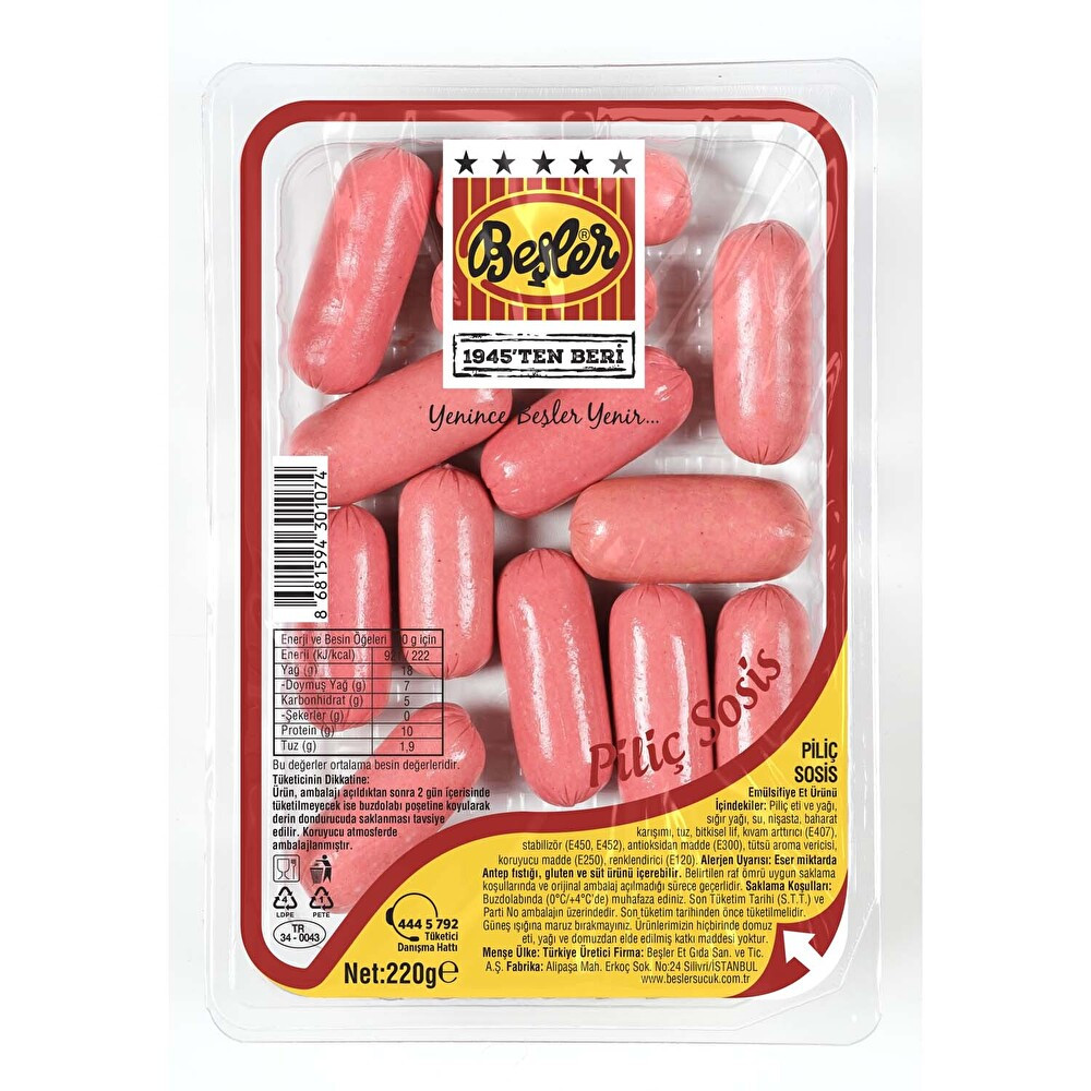 Beşler Kokteyl Piliç Sosis 220 G Şarküteri Fiyatı