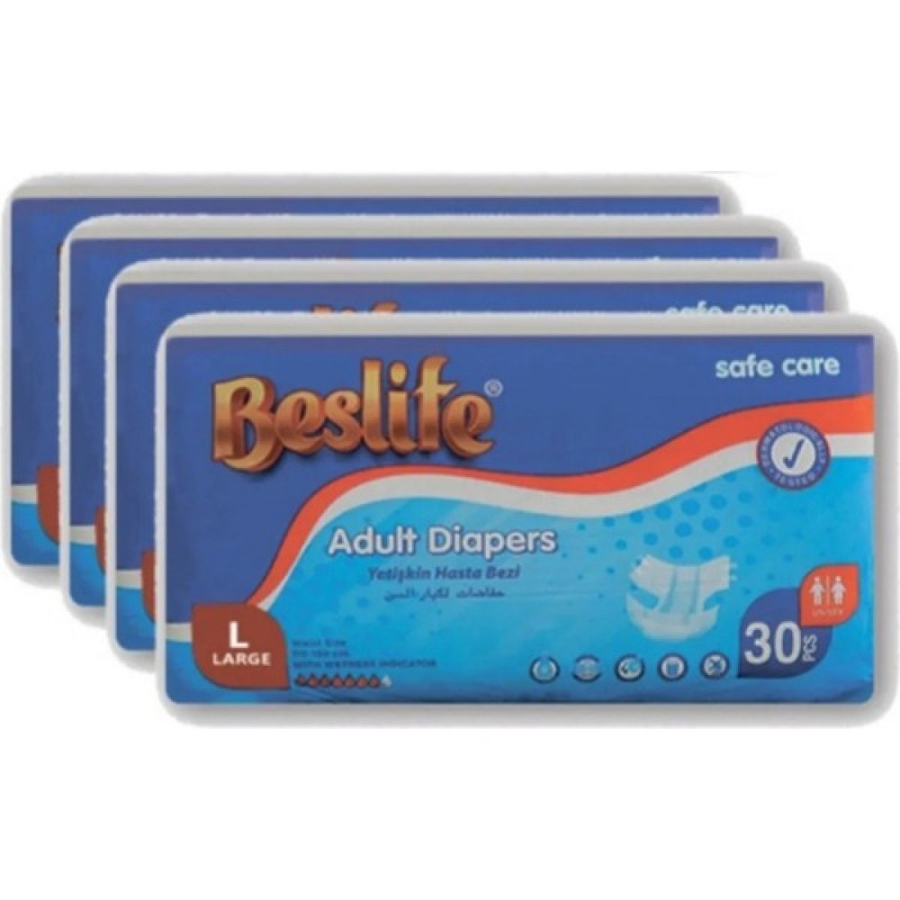 Beslife 4 Paket 120 Adet Yetişkin Hasta Bezi Tekstil Yüzey - L Hasta Bezleri ve Temizliği Fiyatı