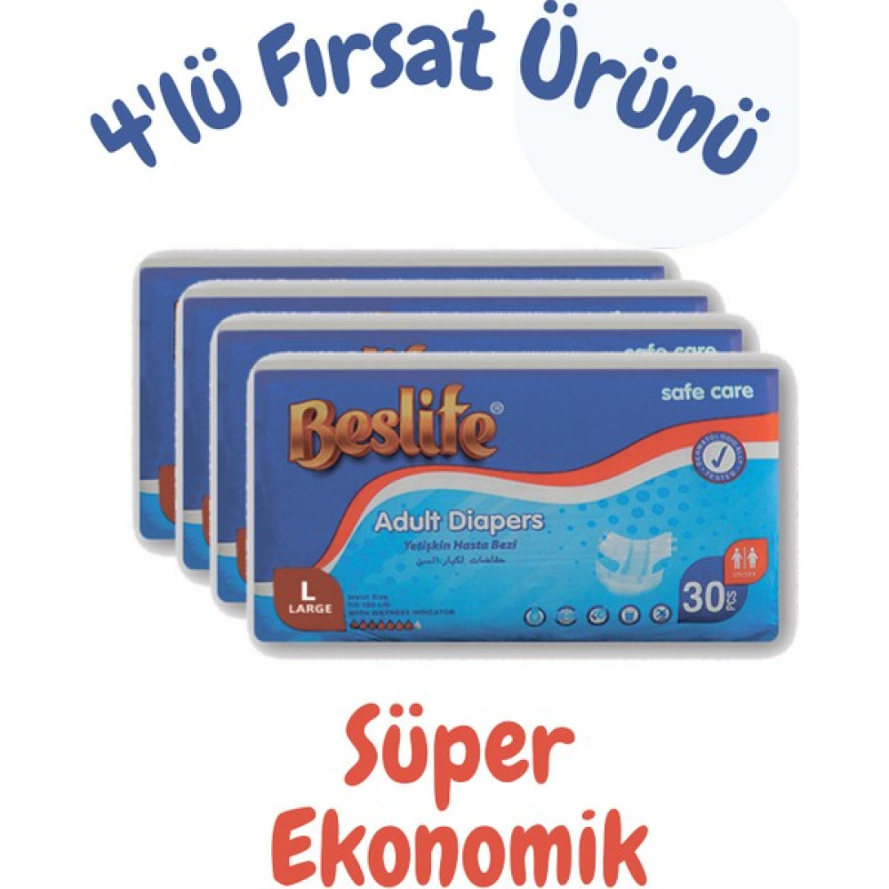 Beslife Yetişkin Hasta Bezi L Beden 4 Paket 120 Adet Oto Boyaları Fiyatı