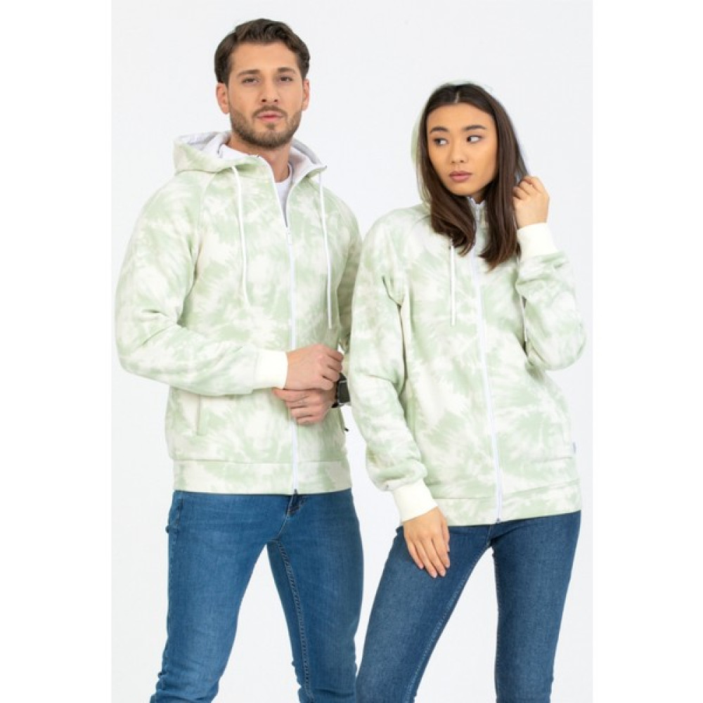 Bessa Fermuarlı Kapüşonlu Sweatshirt Içi Pamuklu Fermuarlı Cep Yeşil Desenli Erkek Sweatshirt Fiyatı