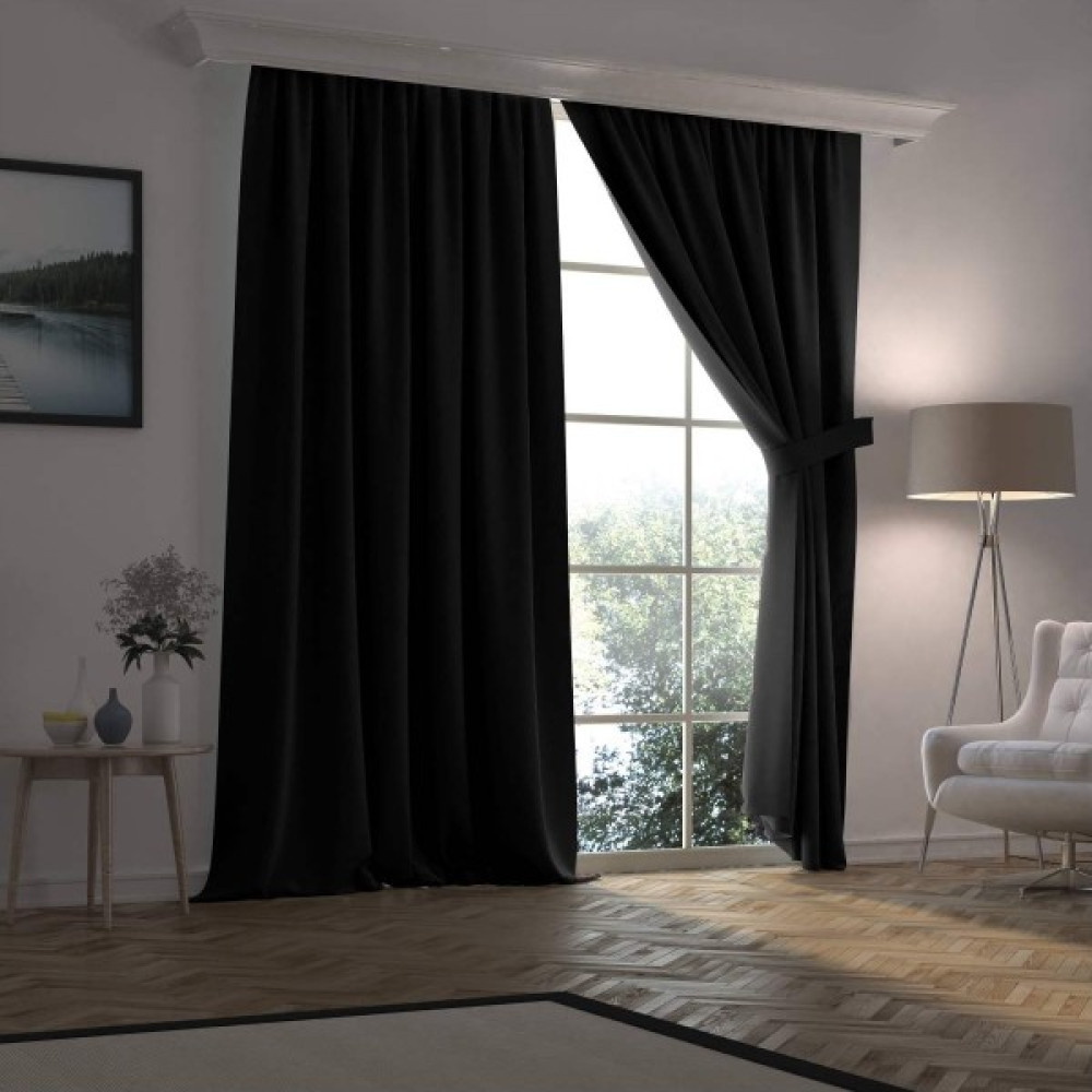 Best Always Blackout Perde 2 Adet Işık Geçirmez Güneşlik Fon Perde Işık Geçirmez Fon Perde 2'li - 240 x 260 cm - Siyah Fon Perde Fiyatı