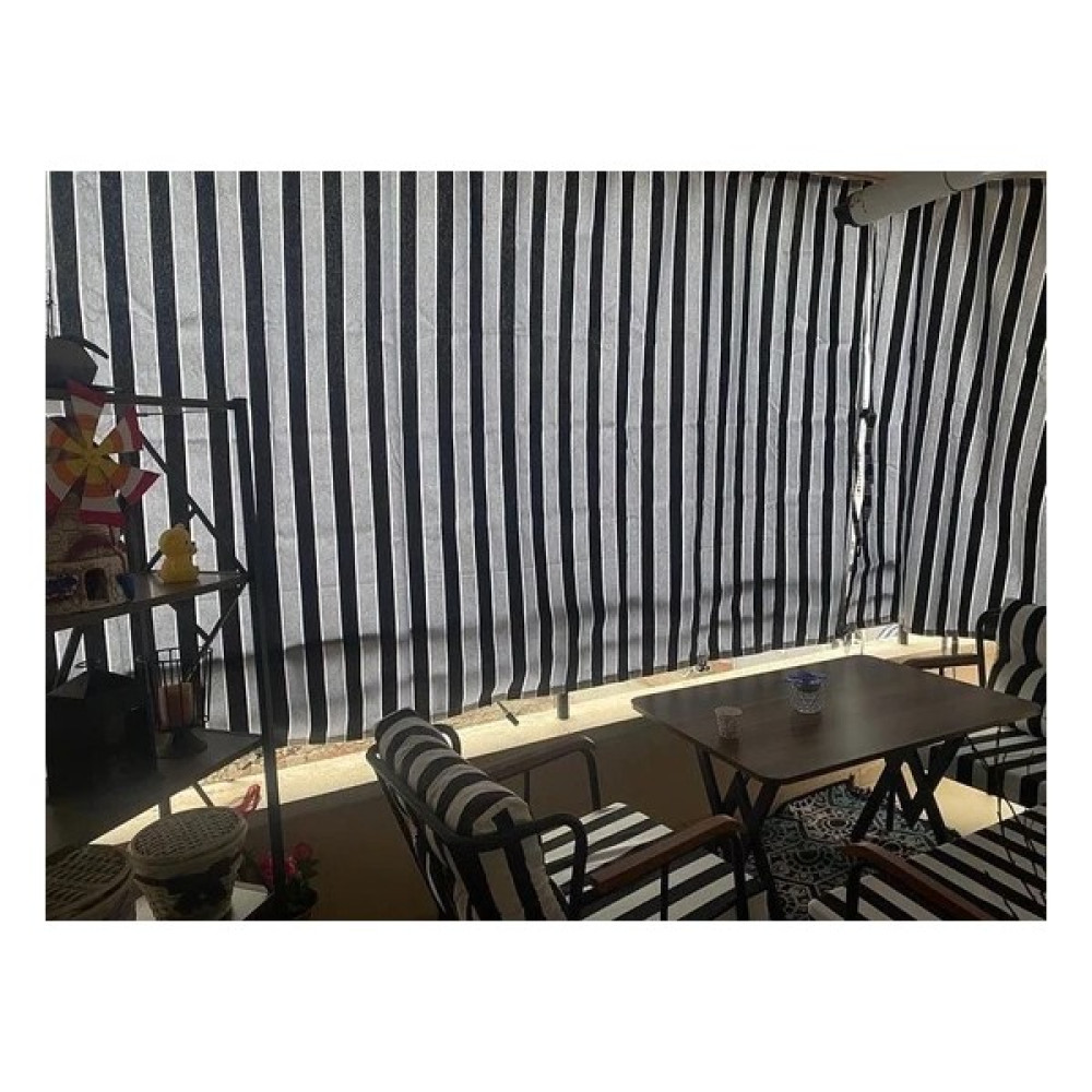 Best Always Çizgili Balkon Perdesi+Branda+Güneşlik En x Boy - 200 x 210 cm - Siyah - Gri - Gümüş Güneşlik Fiyatı