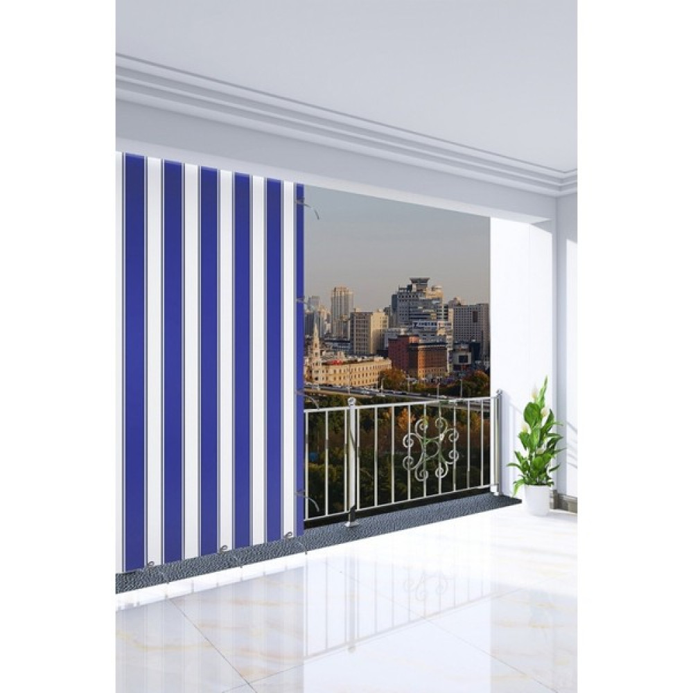Best Always Elisyaavm Best Always Çizgili Balkon Brandası -Güneşlik Perde - Mavi - 100 x 200 cm Stor Perde Fiyatı