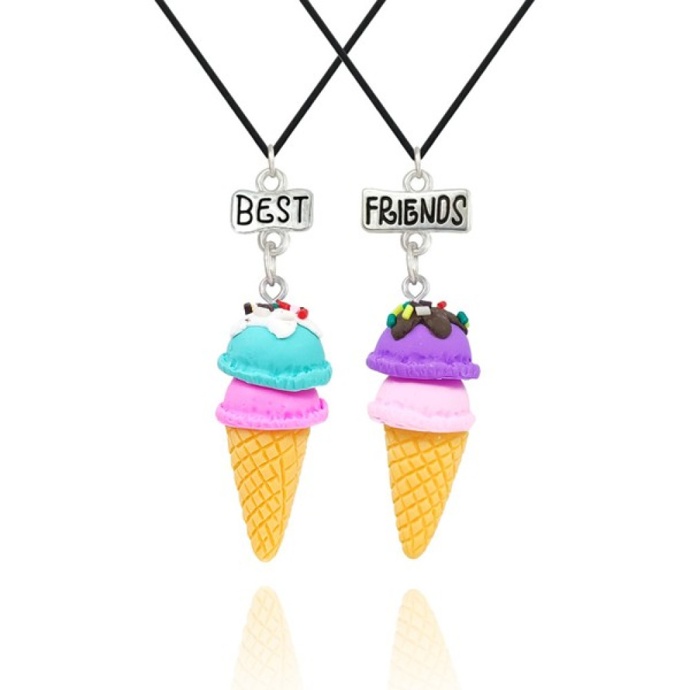 Best Friends Renkli Dondurma Külahları 2'li Arkadaşlık Kolyesi Bijuteri Kolye Fiyatı