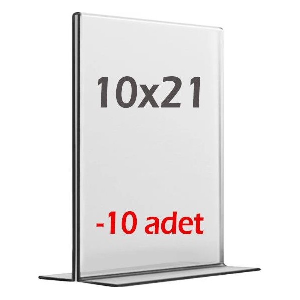 Best Reklam 10x21 cm T Tipi Dikey Şeffaf Pleksi Föylük 10 Adet Menü Broşürlük Fiyatlık Etiket Fotoğraflık Masaüstü Stand Sehpa Sunum Diğer Fiyatı
