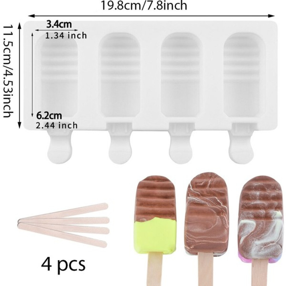 Best Wish No.83 4 Hücre Büyük Boy Silikon Kalıp Silikon Dondurma Kalıp Popsicle Kalıpları Diy Dondurma Kalıp Buz Pop Makinesi Kalıp Buz Tepsisi Kek Kalıpları Fiyatı