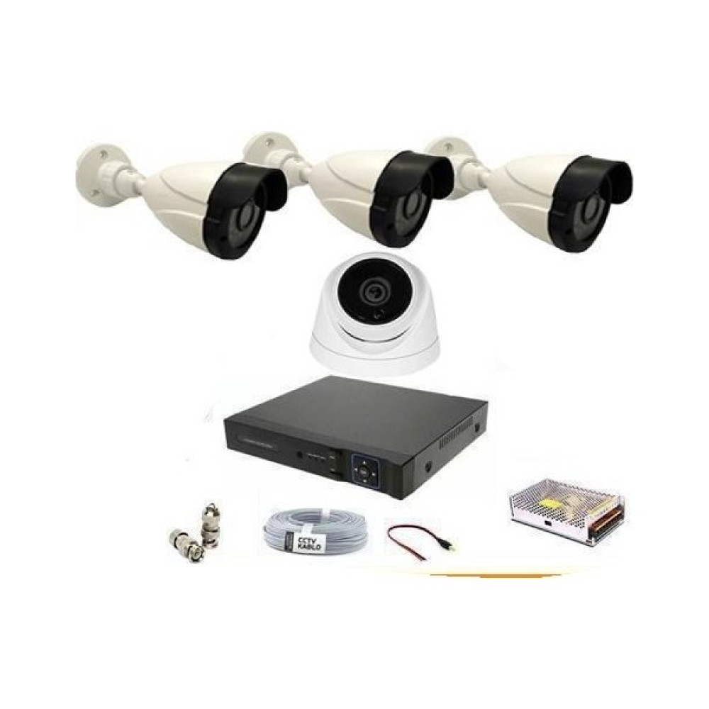 Besta 2mp 1080P 3 Dış Mekan 1 Iç Mekan Kameralı Ahd Güvenlik Seti BG-5207 Güvenlik Kameraları Fiyatı