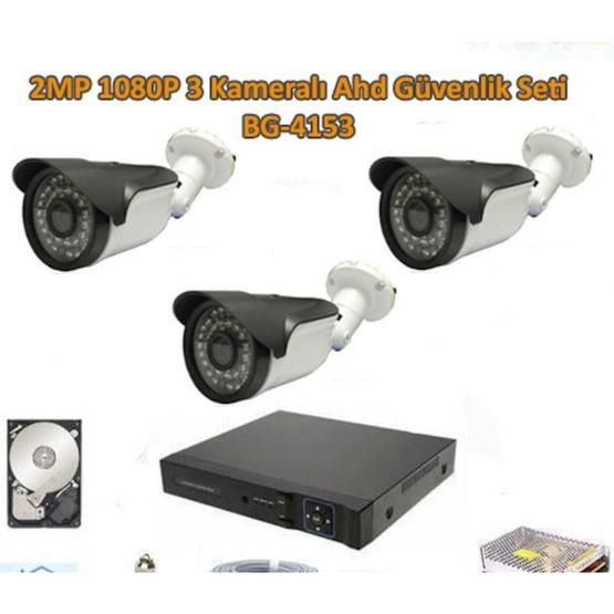 Besta BG-4153 1080P 2MP 3 Kameralı AHD Güvenlik Seti Güvenlik Kameraları Fiyatı