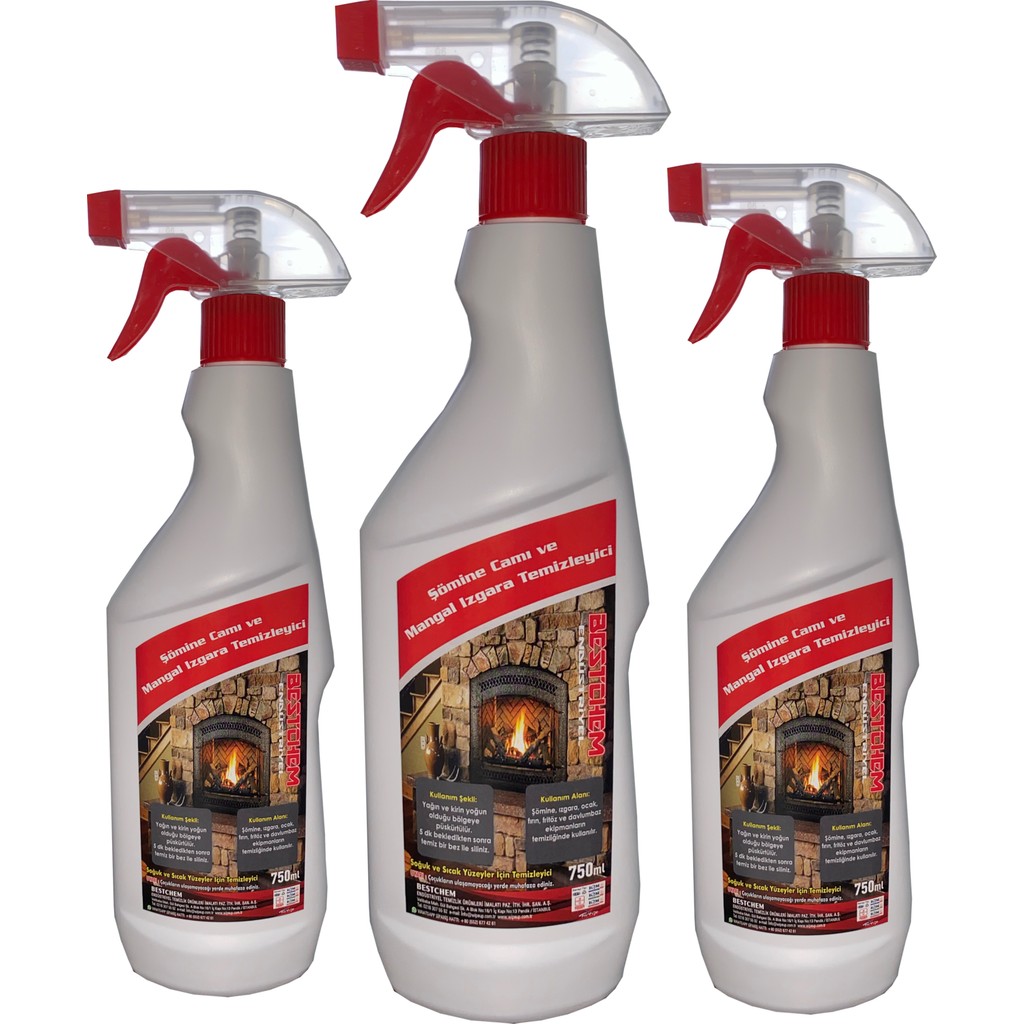 Bestchem Şömine Camı ve Izgara Temizleyici Sprey 750 ml x 3 Lü - Bej - Beyaz Diğer Fiyatı