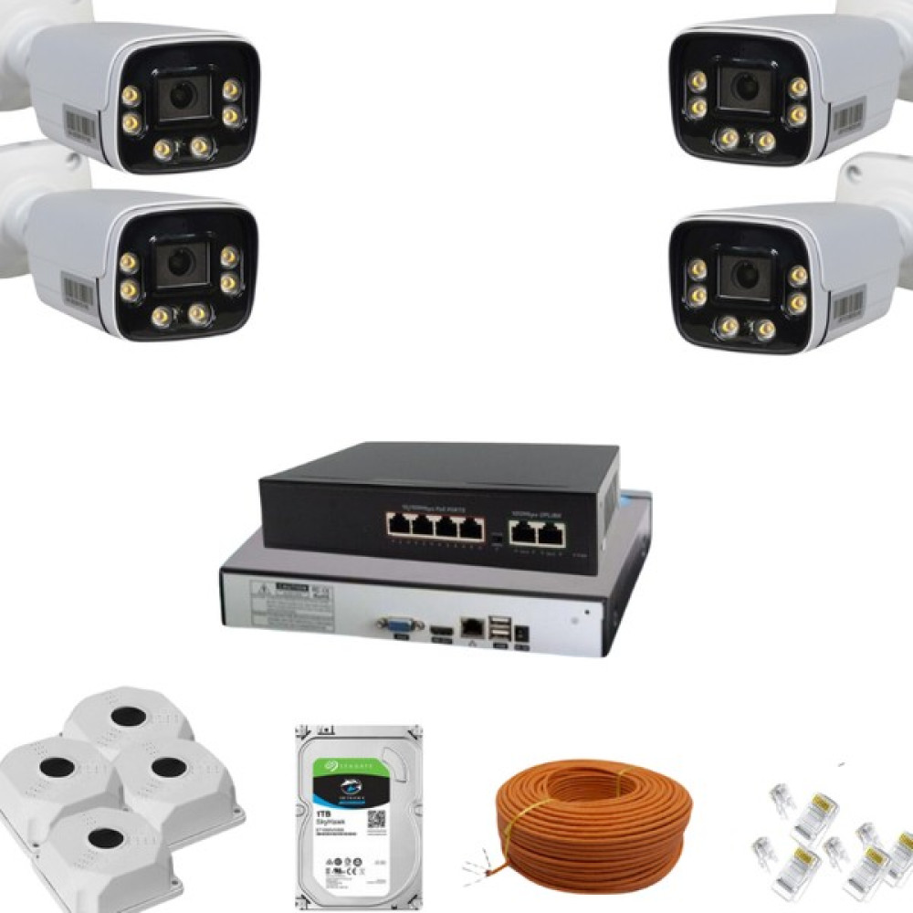 Bester 4'lü Ip Kamera Set 6 Warm Arayled 3.6mm 5mp Ip Kamera With Audio Full Set Güvenlik Kamerası Aksesuarları Fiyatı