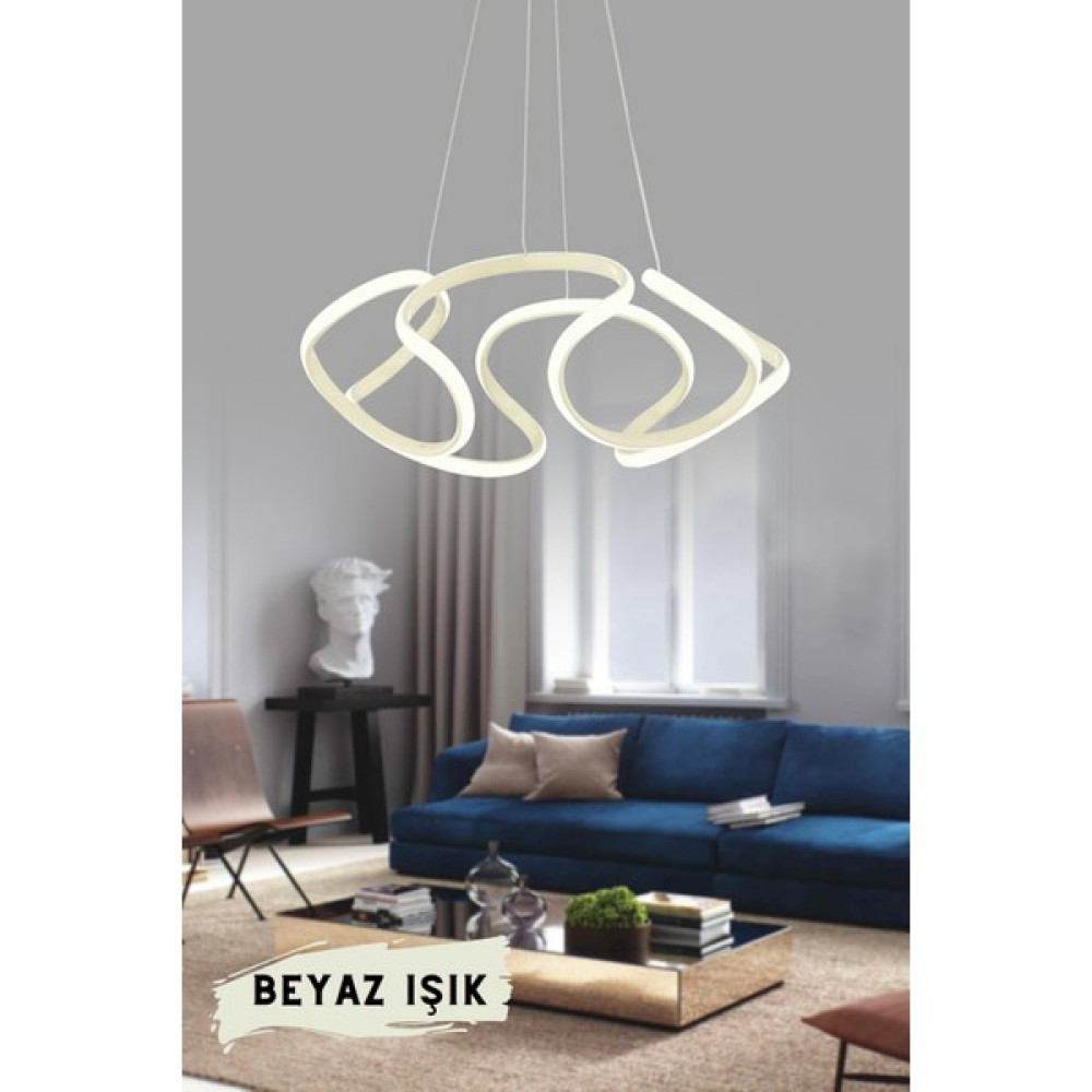 bestof tasarım Ada Modern Sarkıt Ledli Avize -Beyaz Model- Beyaz Işık - Oturma Odası - Salon - Yatak Odası - Mutfak - Siyah - 1'li Avize Fiyatı