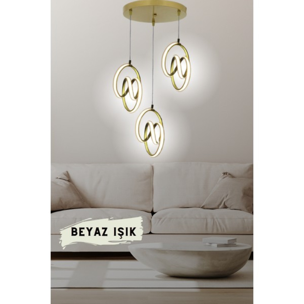 bestof tasarım Imza 3'lü Sarkıt Modern Ledli Avize Eskitme - Beyaz Işık - Yatak Odası - Salon - Hol - Mutfak - Siyah - 1'li Avize Fiyatı