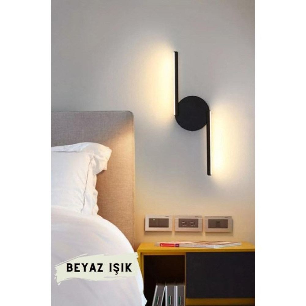 bestof tasarım Rina Siyah Modern Ledli Aplik - Beyaz Işık - Yatak Odası - Salon - Mutfak - Hol - Oturma Odası - 1'li Avize Fiyatı