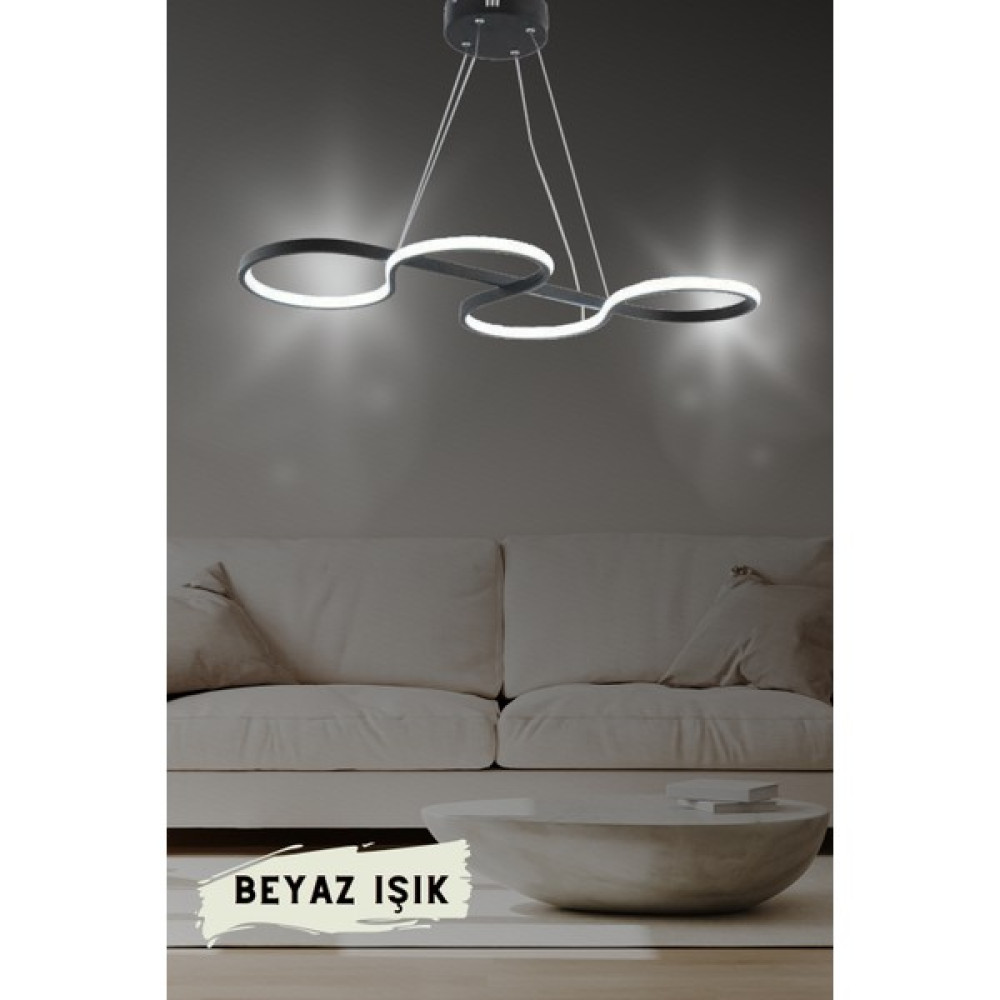 bestof tasarım Sarmal Sarkıt Premium LED Avize - Beyaz Işık - Yatak Odası - Mutfak - Salon - Oda - Hol - Siyah - 1'li Avize Fiyatı