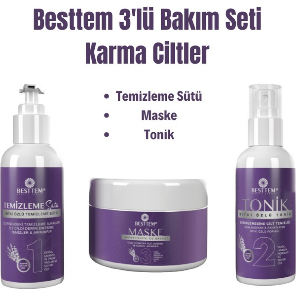 Besttem 3'lü Bakım Seti Karma Ciltler Için Cilt ve Yüz Bakımı Fiyatı