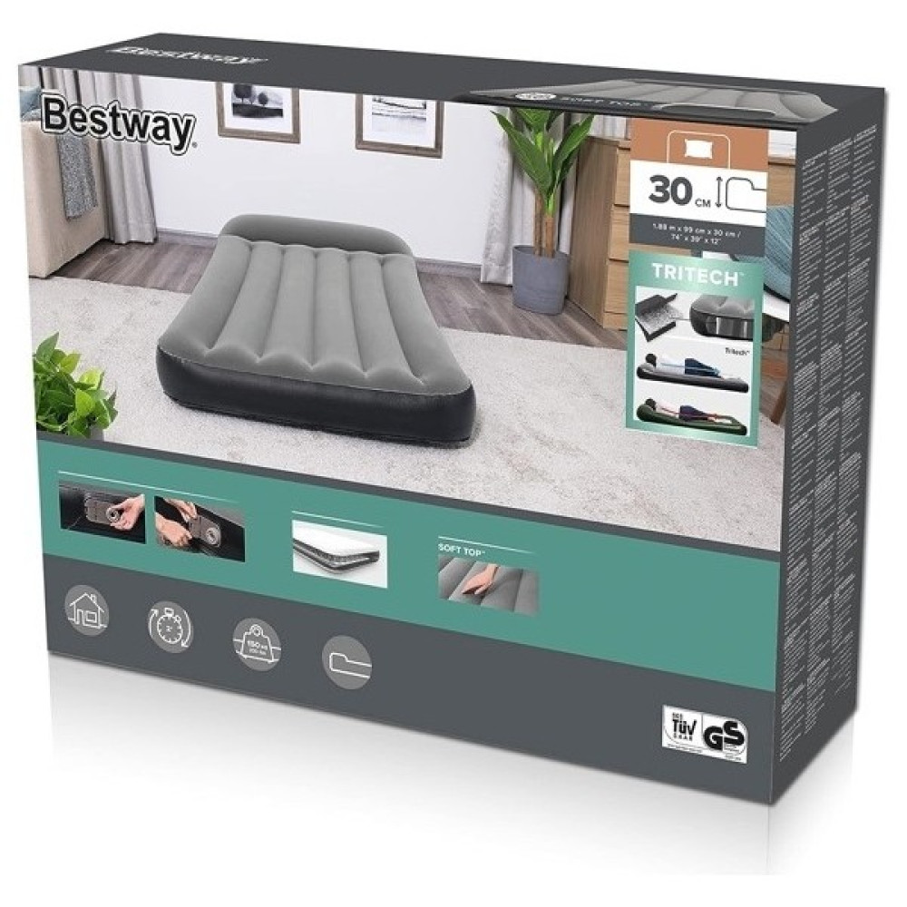 Bestway Pavillo 67556 Tek Kişilik Şişme Yatak Gri Pompa 188X99X30CM Şişme Yatak Fiyatı