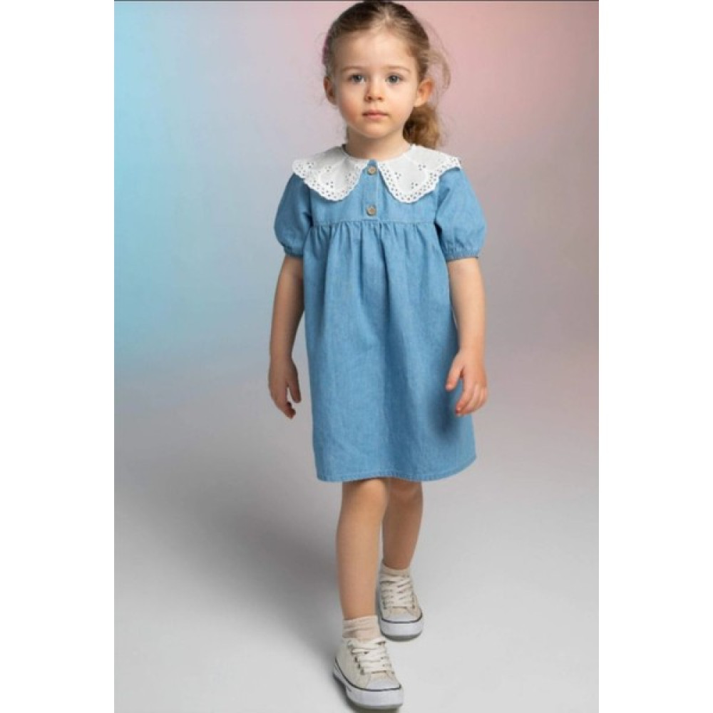 Besvika Kids Kız Bebek&çocuk Güpür Yakalı Kot Elbise Kız Çocuk Elbise Fiyatı