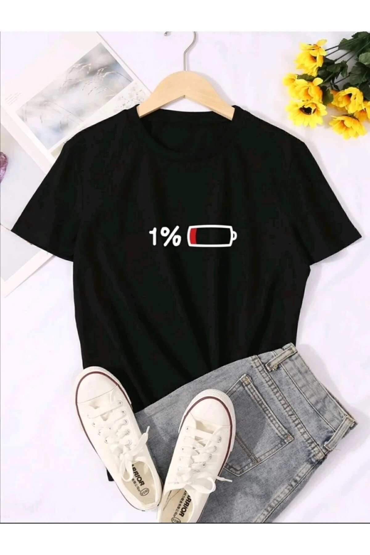 BETİLİNA Pil Baskılı T-shirt S Beden" Bayan T-shirt Fiyatı