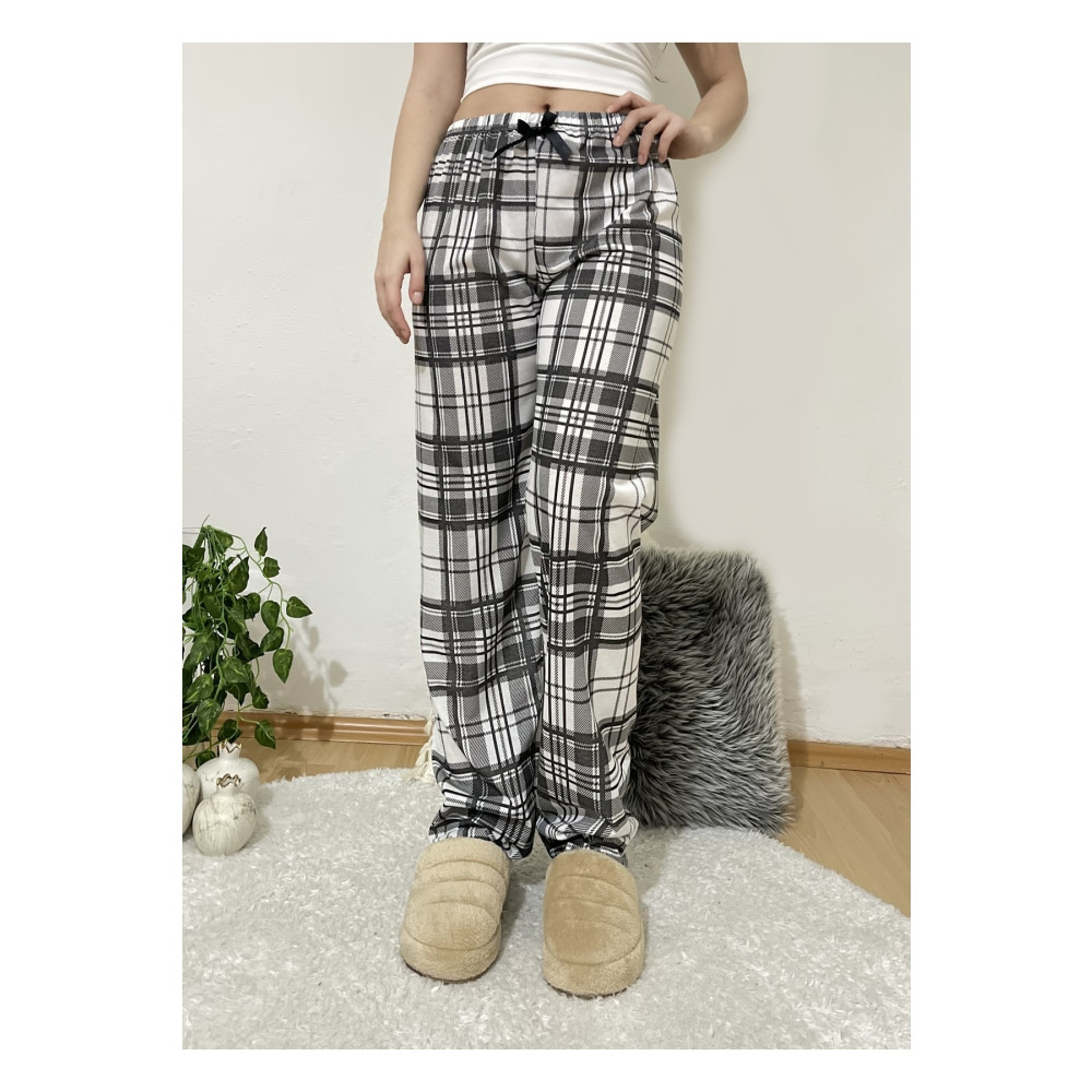 Betimoda Kadın Pijama Altı Kurdeleli Beyaz Siyah Kare 5XL Beden Kadın Pijama Fiyatı
