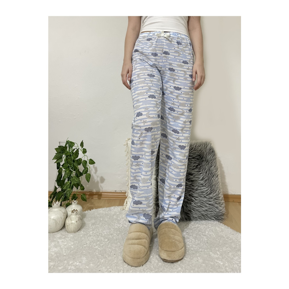 Betimoda Kadın Pijama Altı Kurdeleli Mavi Bulut Ay L Beden Kadın Pijama Fiyatı