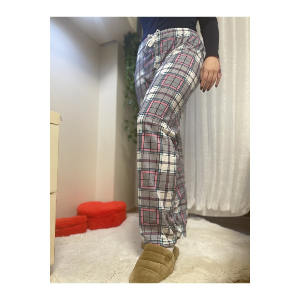 Betimoda Kadın Pijama Altı Kurdeleli Mavi Pembe Büyük Kare XL Beden Kadın Pijama Fiyatı