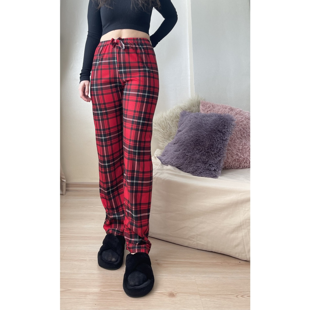 Betimoda Kırmızı Siyah Beyaz Kadın Kadife Pijama Altı Eşofman Pamuklu L Beden Kadın Pijama Fiyatı