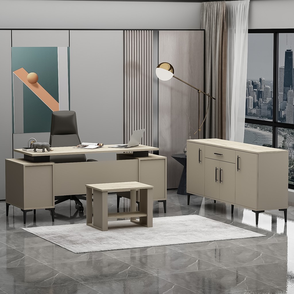 Betroya Branco Ofis Takımı 3’lü Set Masa, Sehpa, Konsol - Kumtaşı - Traverten Diğer Fiyatı