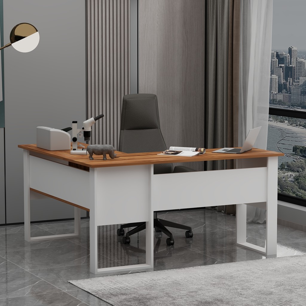 Betroya Landi Ofis Masası - Beyaz-Kemençe Ofis Çalışma Masası Fiyatı