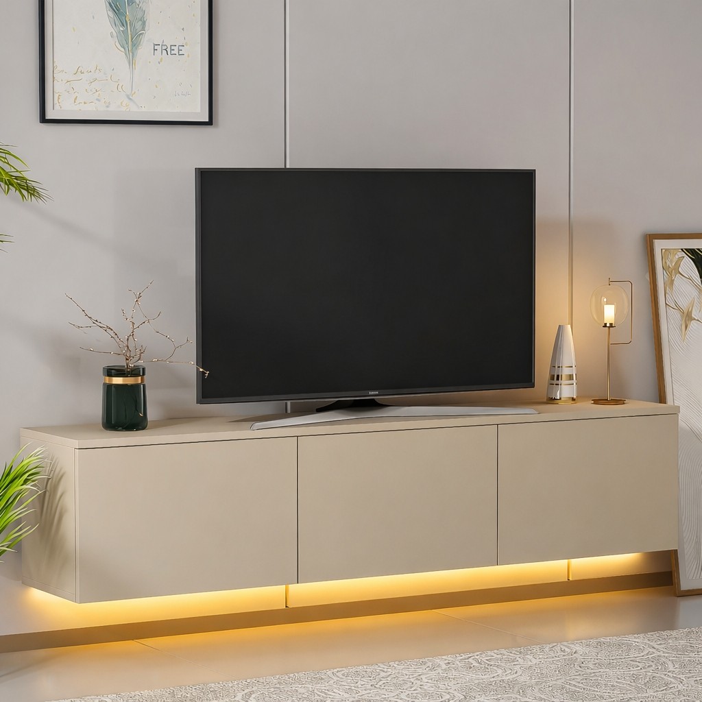 Betroya Vesta Ledli Tv Ünitesi – Işıklı Ledli Kapaklı Tv Ünitesi - Kumtaşı Tv Ünitesi / Sehpası Fiyatı