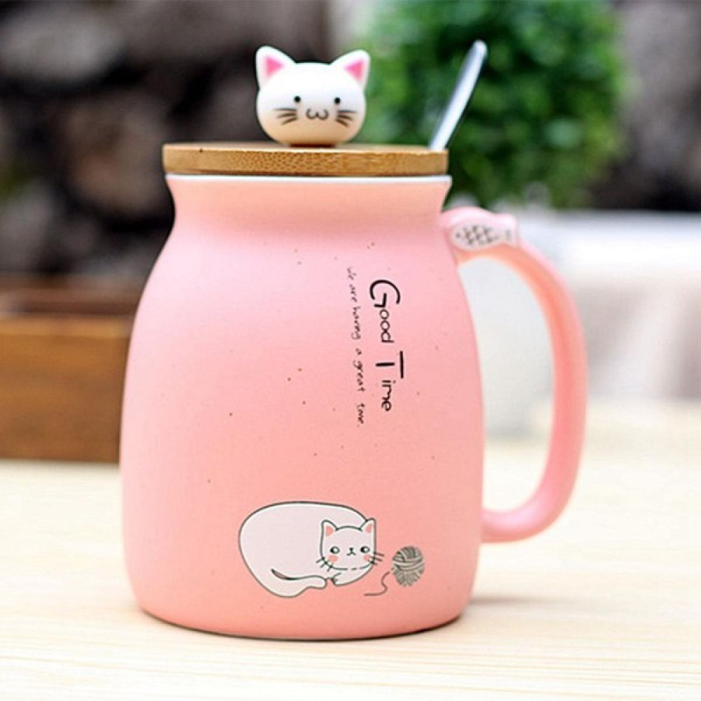 Betty Becky Susam Kedi Isıya Dayanıklı Fincan Renkli Karikatür Kapaklı Fincan Yavru Süt Kahve Seramik Kupa Çocuk Fincan Ofis Hediyeleri (Pembe) (Yu... Fincan / Bardak / Kahve Takımı Fiyatı