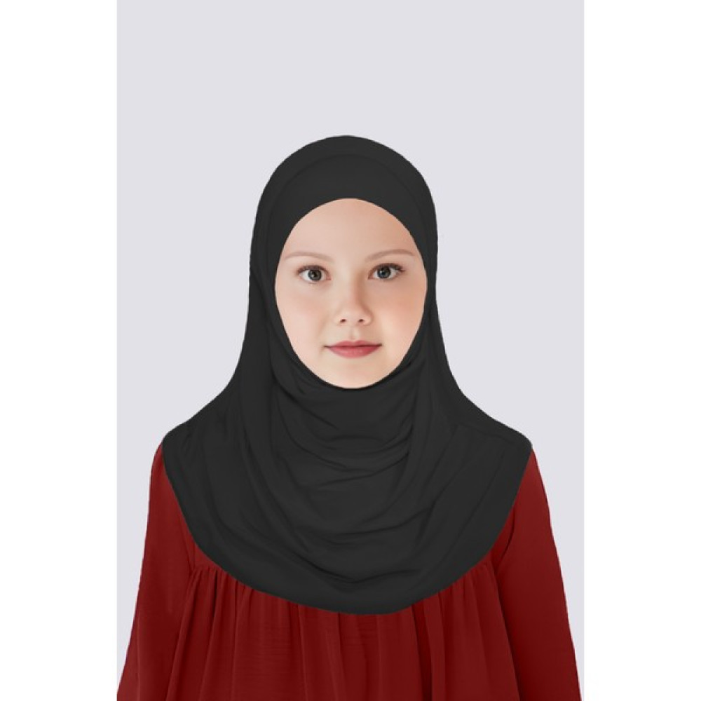 Betül Akbay Kız Çocuk Pratik Başörtü Pamuk Meryem Model Siyah Eşarp Fiyatı