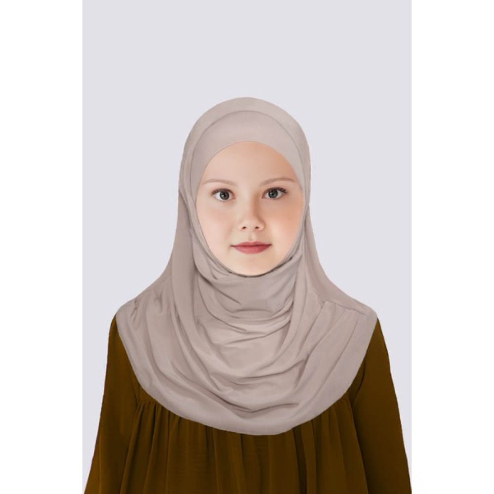 Betül Akbay Kız Çocuk Pratik Başörtü Pamuklu Meryem Model Bej Eşarp Fiyatı