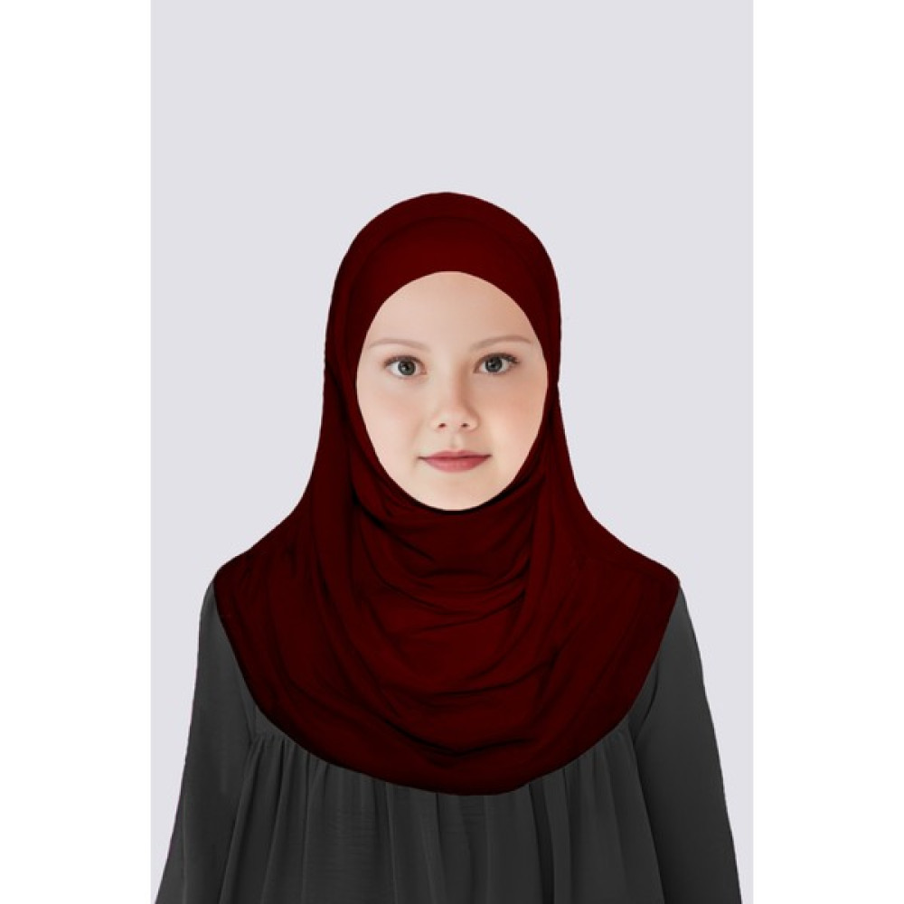 Betül Akbay Kız Çocuk Pratik Başörtü Pamuklu Meryem Model Bordo Eşarp Fiyatı