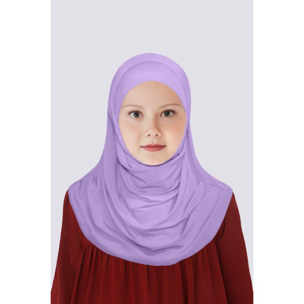 Betül Akbay Kız Çocuk Pratik Başörtü Pamuklu Meryem Model Lila Eşarp Fiyatı