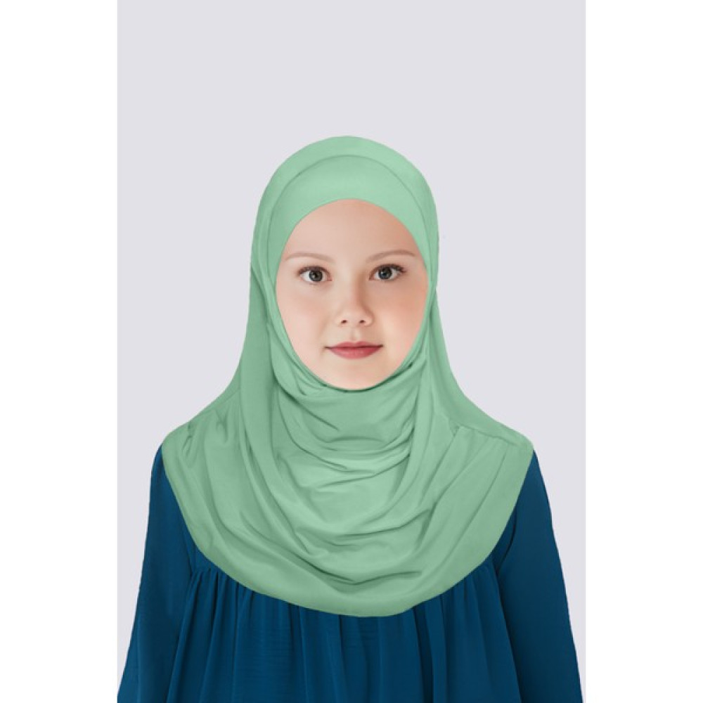 Betül Akbay Kız Çocuk Pratik Başörtü Pamuklu Meryem Model Mint Yeşili Eşarp Fiyatı