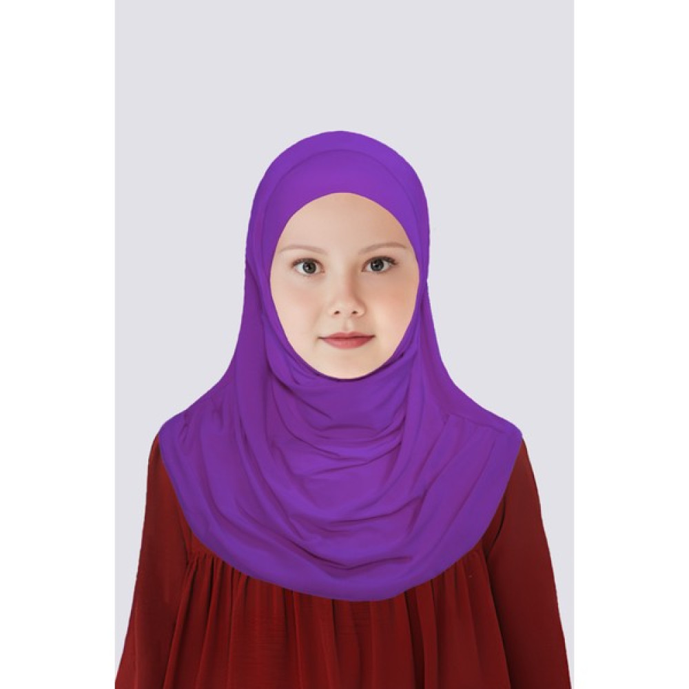 Betül Akbay Kız Çocuk Pratik Başörtü Pamuklu Meryem Model Mor Eşarp Fiyatı