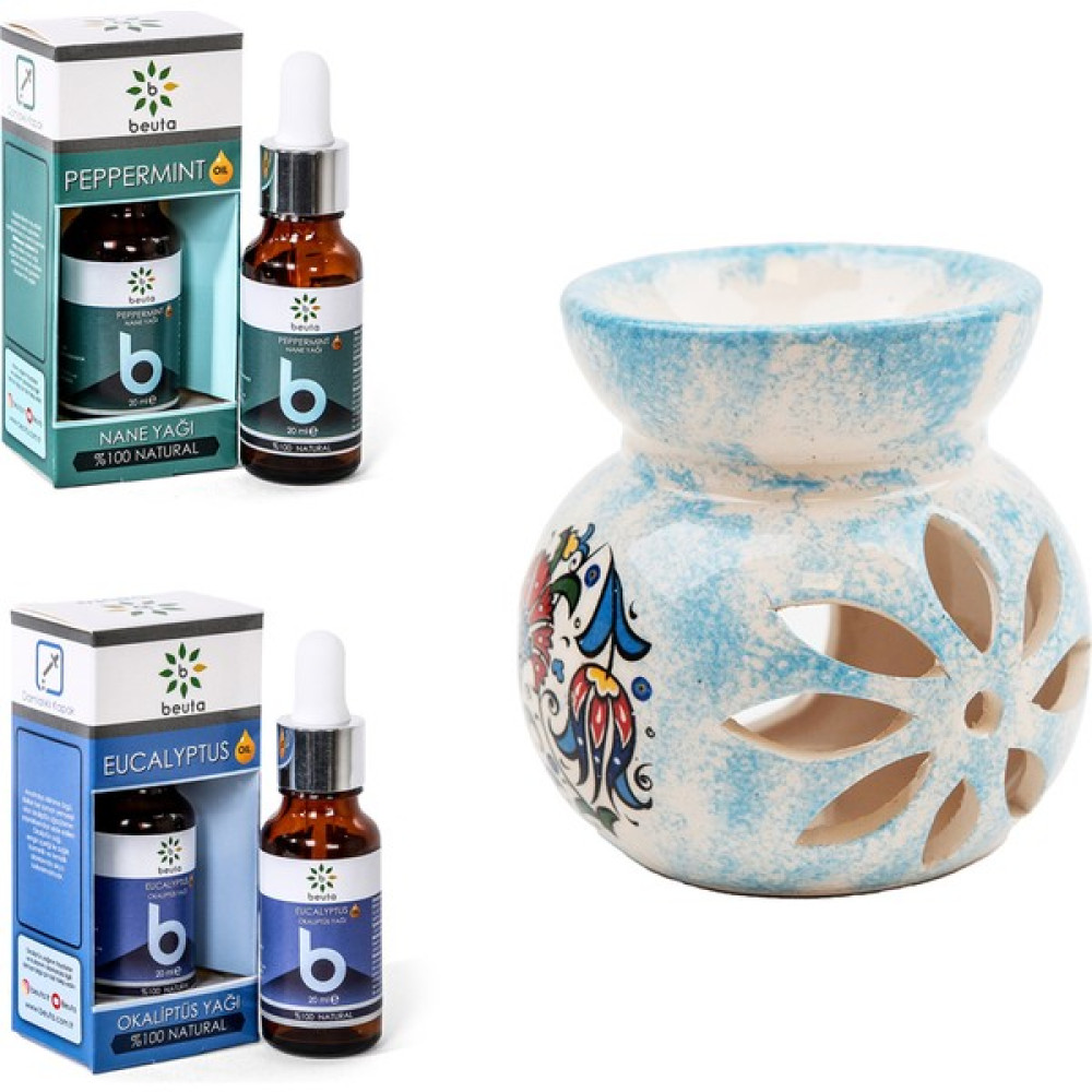 Beuta Okaliptus Yağı 20 ml + Beuta Nane Yağı 20 ml + Seramik Buhurdanlık Oda Kokusu Fiyatı